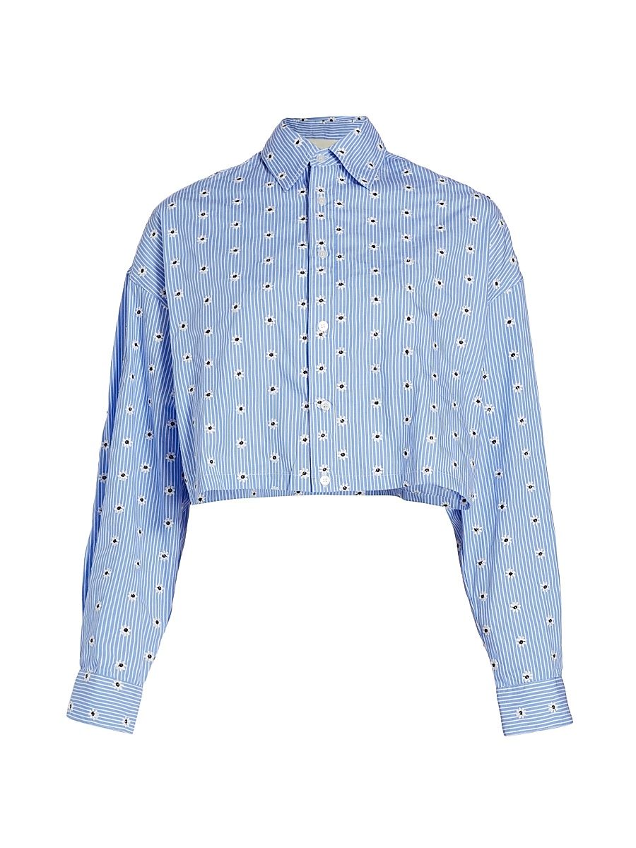 Women's Thomas Cropped Shirt - Blue - Size Medium