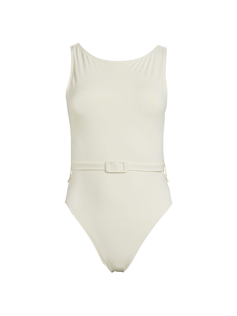 Women's Christy Belted One-Piece Swimsuit - Cream - Size XL