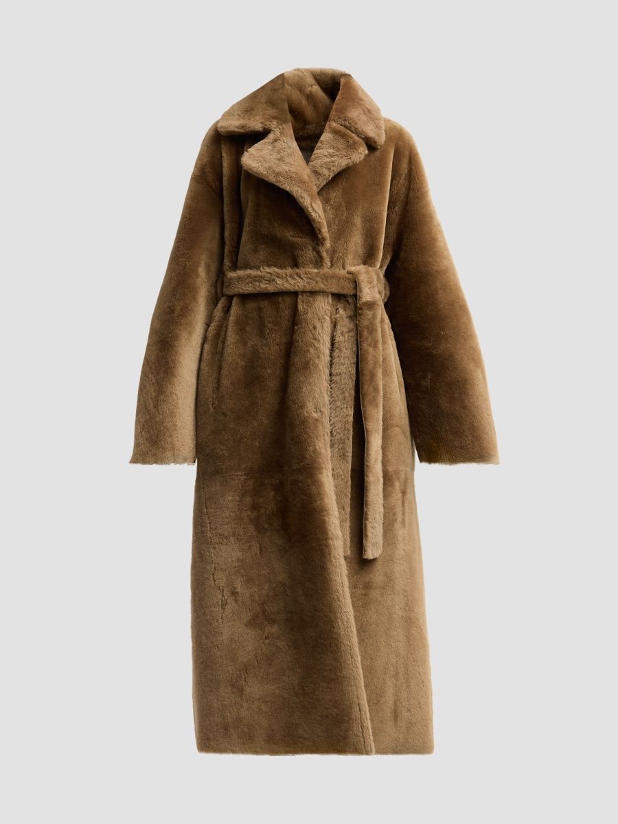 Arma Women's Rien Reversible Shearling-Leather Longline Coat - Teak - Size 6