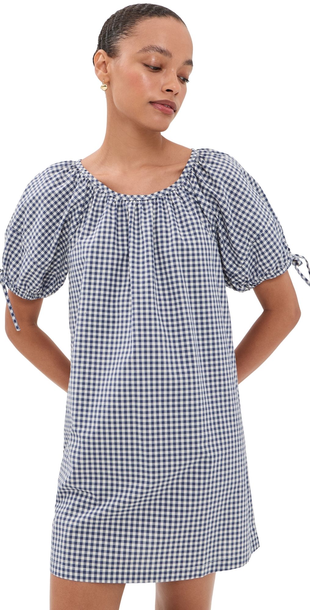 Marine Layer Poplin Gingham Mini Dress Deep Cobalt Gingham XS