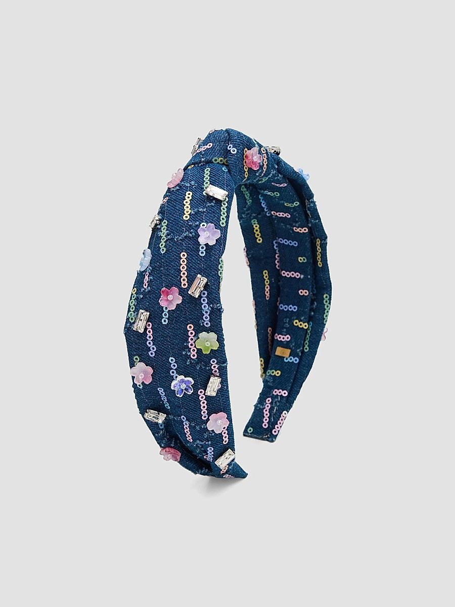 Bari Lynn Girl's Girl's Charm-Embellished Denim Headband - Blue