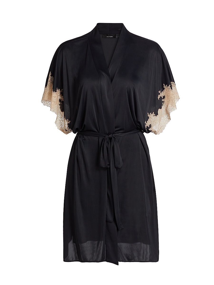 Women's Enchant Lace Robe - Black - Size Large
