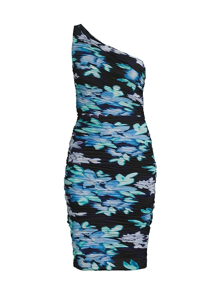 Women's Rosemary Floral Ruched One-Shoulder Dress - Turquoise Multi - Size 16