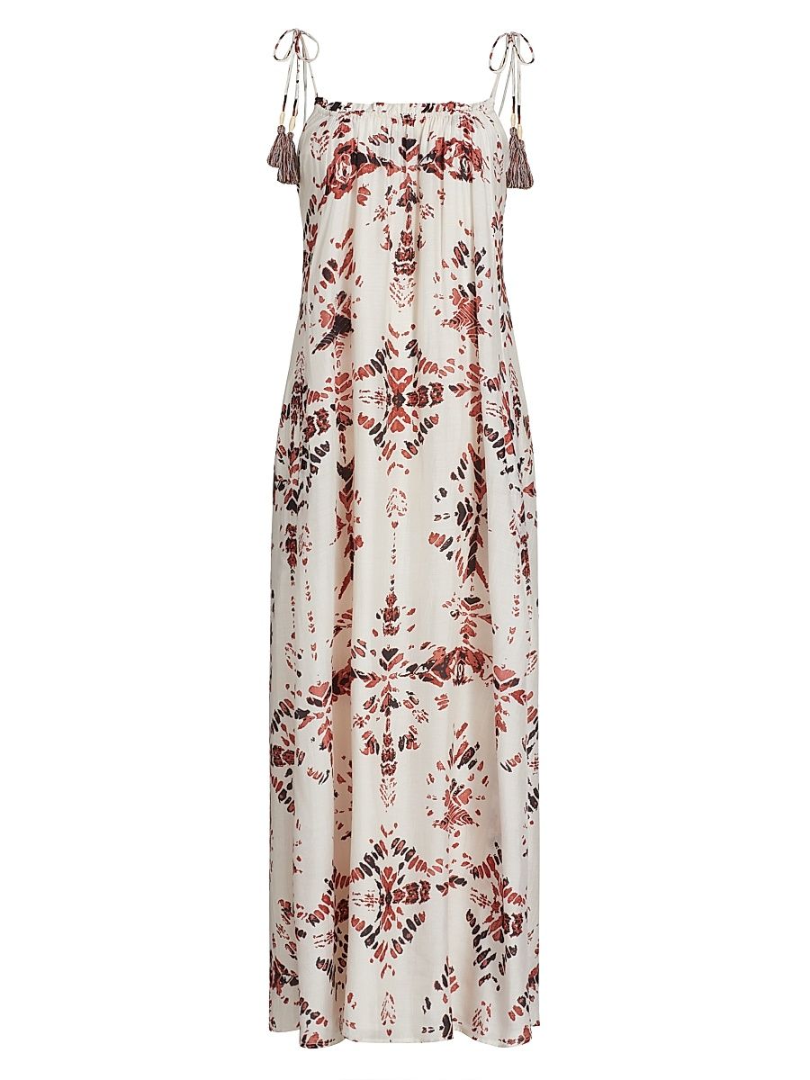 Women's Ceibo Calendula Geometric Midi-Dress - Bordeaux Shibori - Size Large