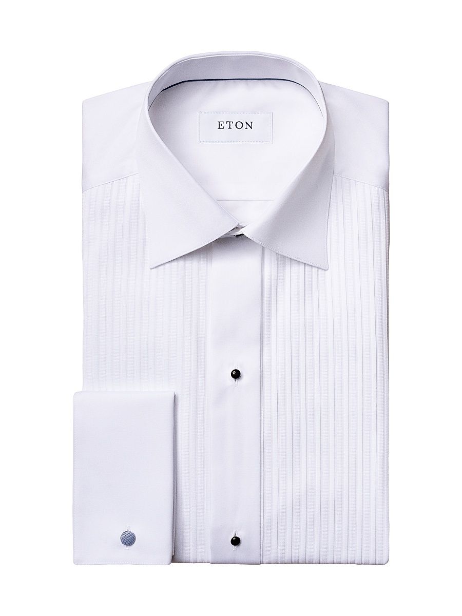 Men's Classic-Fit Pleated Bib Formal Shirt - White - Size 19