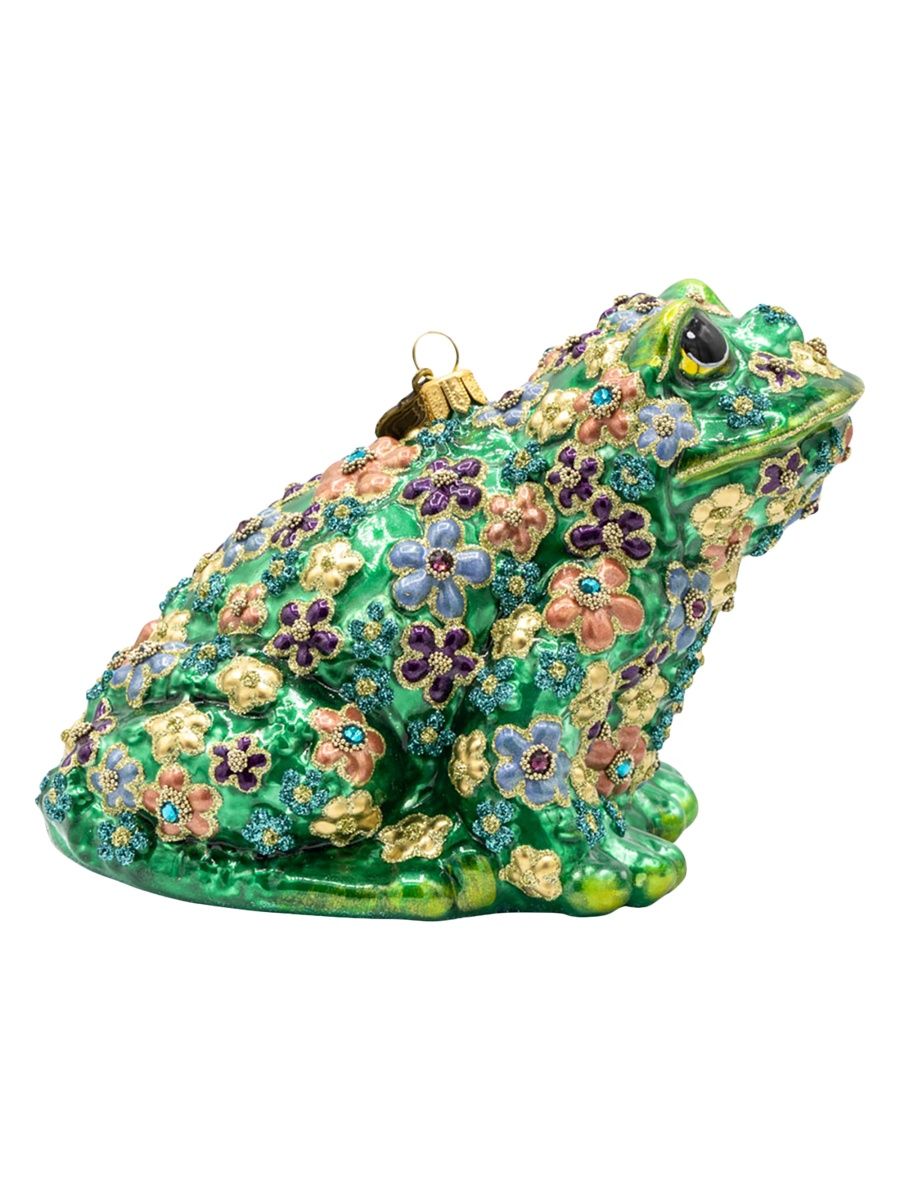 Jay Strongwater Floral Frog Christmas Ornament