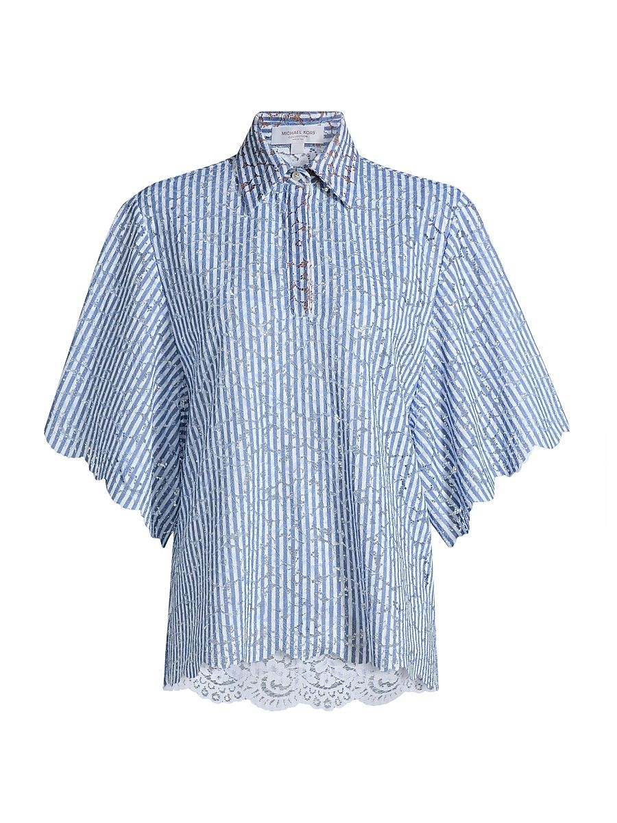 Women's Lace Short-Sleeve Shirt - Lake Optic White - Size Large