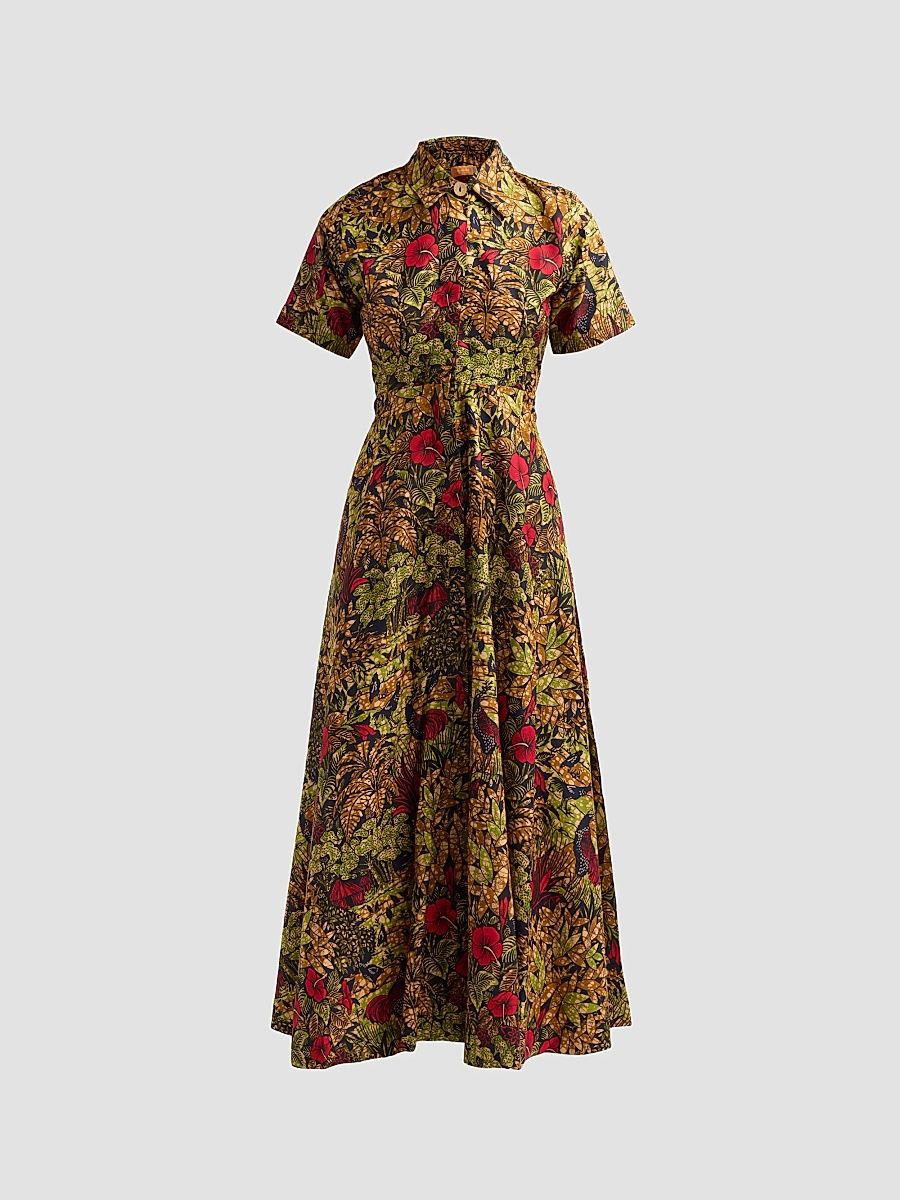 Women's Feyi Printed Cotton Dress - Golden Meadow - Size XS