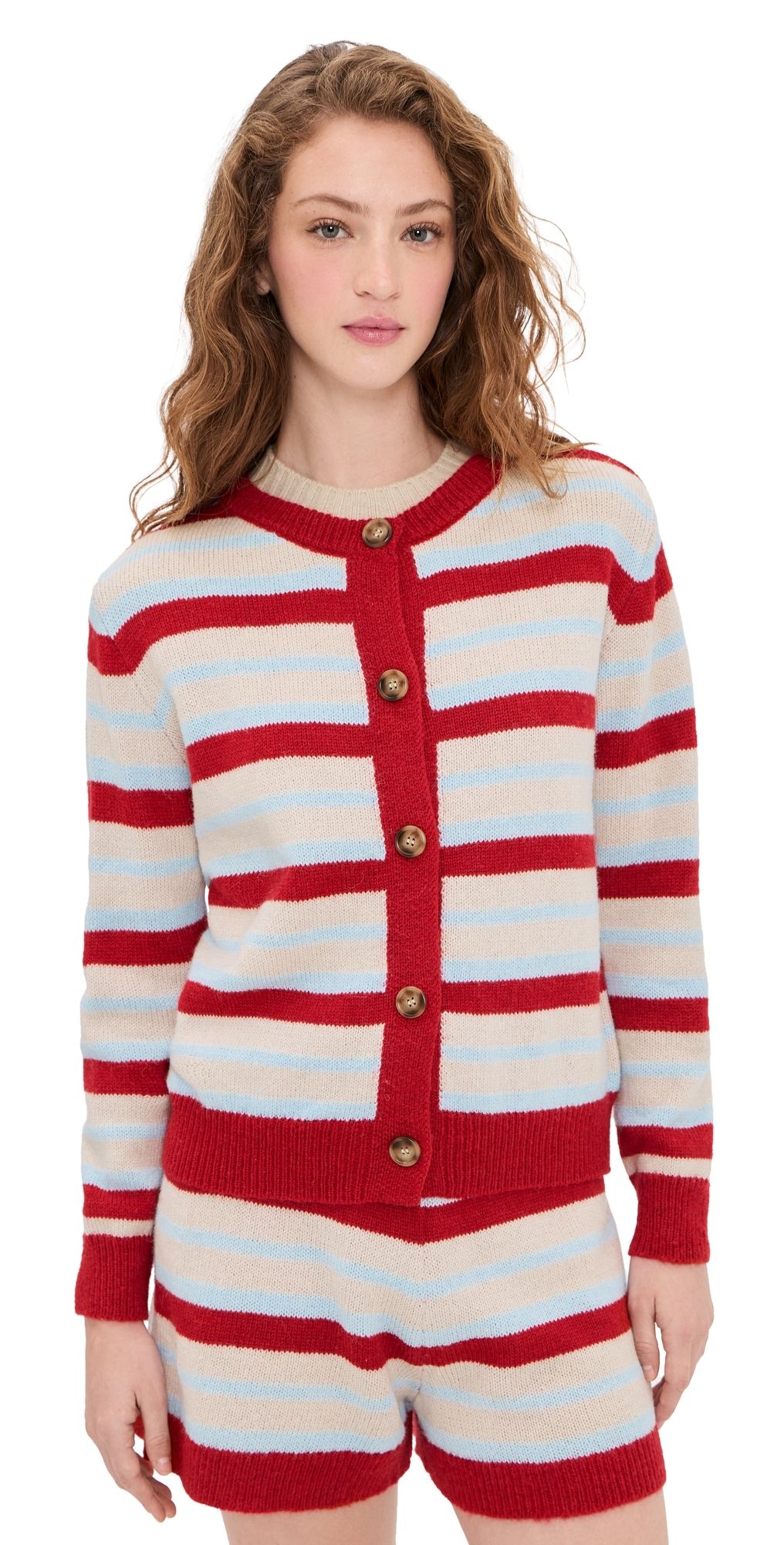 Little Lies Millie Knit Cardigan Blue/Red Stripe S/M