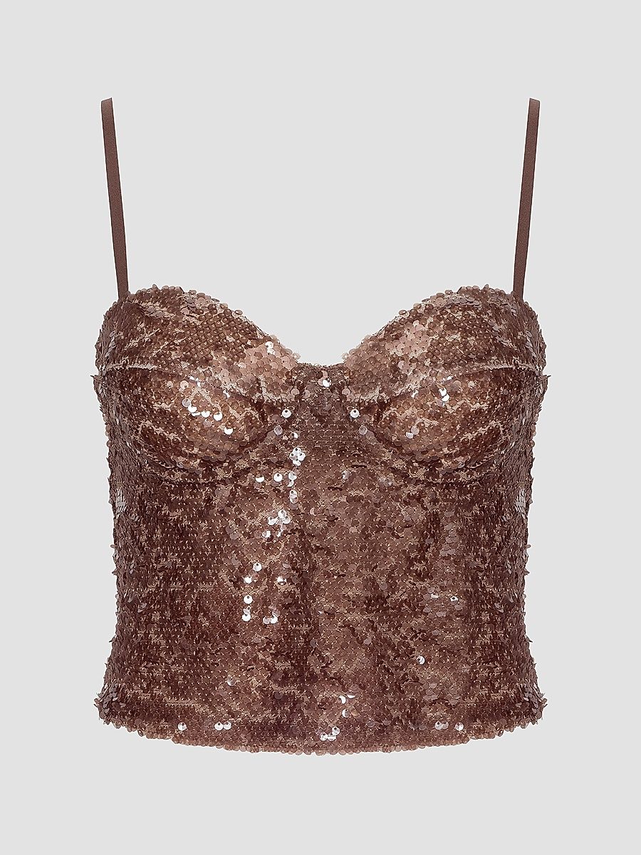Women's Lior Sequin Bralette Camisole - Dark Hazelnut - Size 14