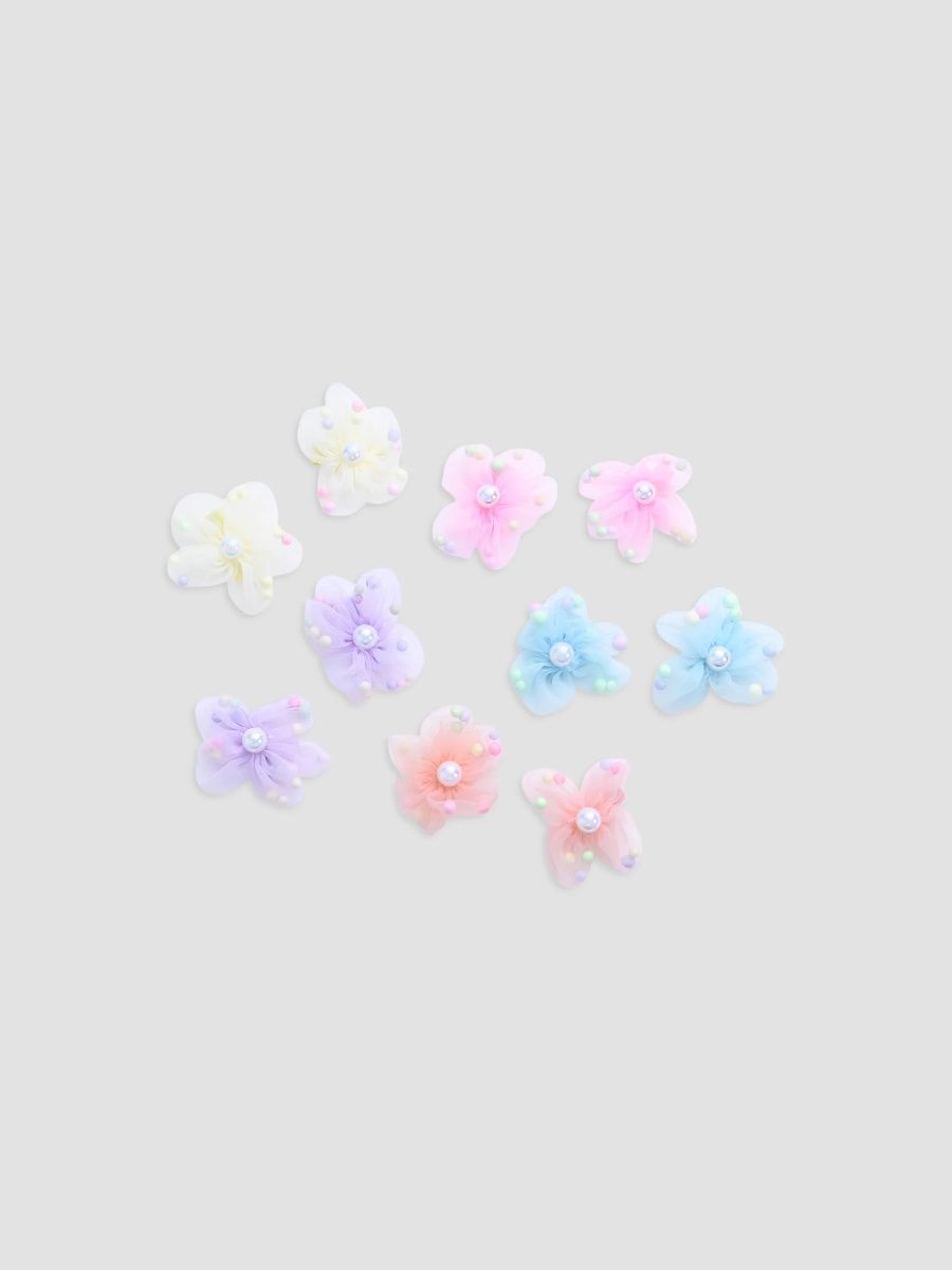 Mimi Tutu Girl's Girl's Beaded Flower Hair Tie Set - Multicolor