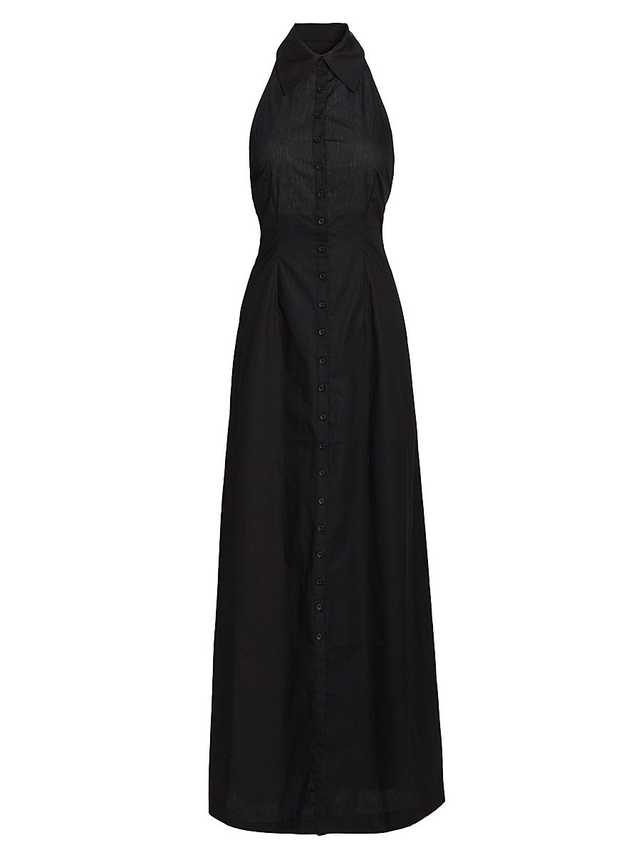 Women's Layton Sleeveless Maxi Shirtdress - Black - Size Large