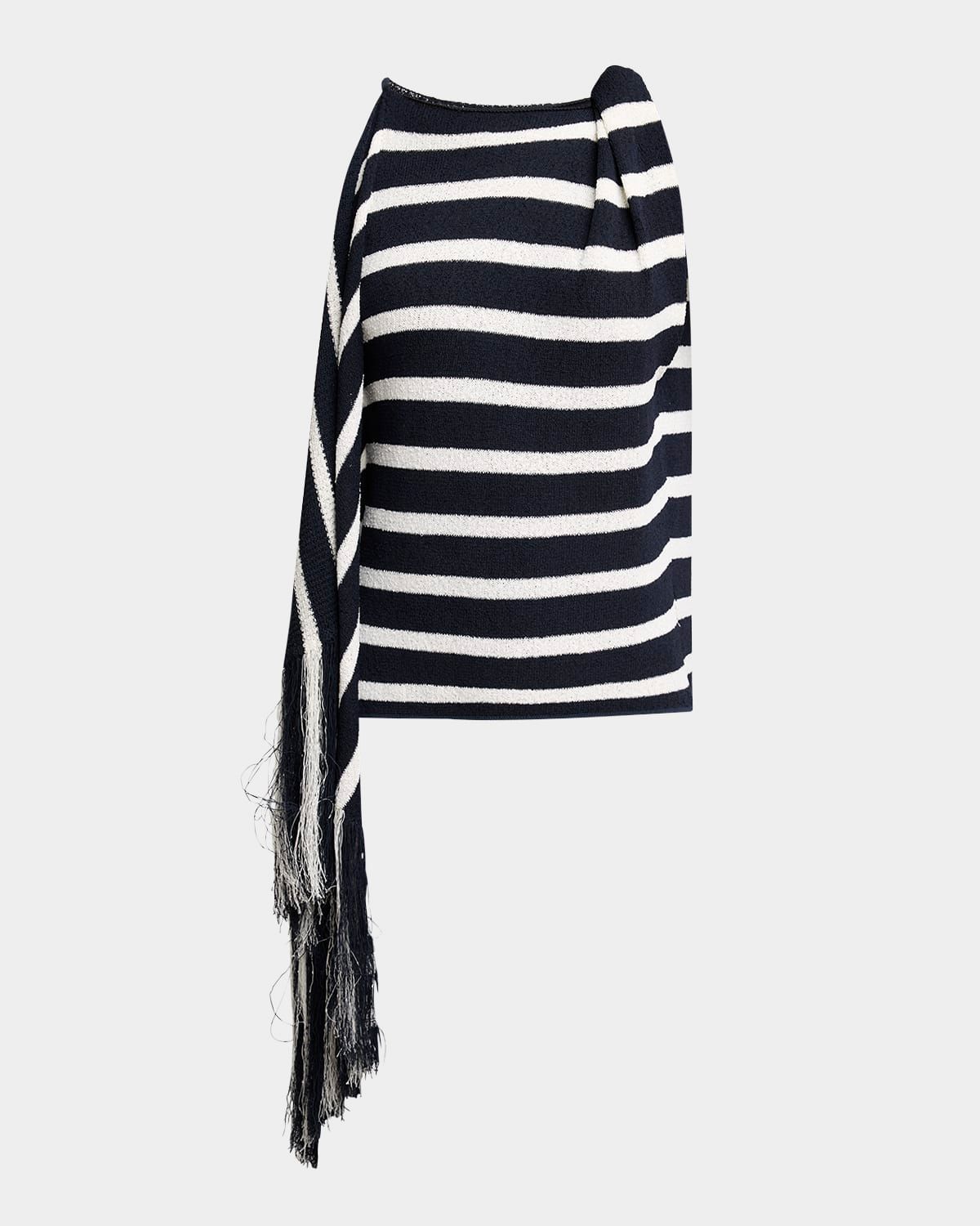 Yves Striped Knit Fringe Drape Top