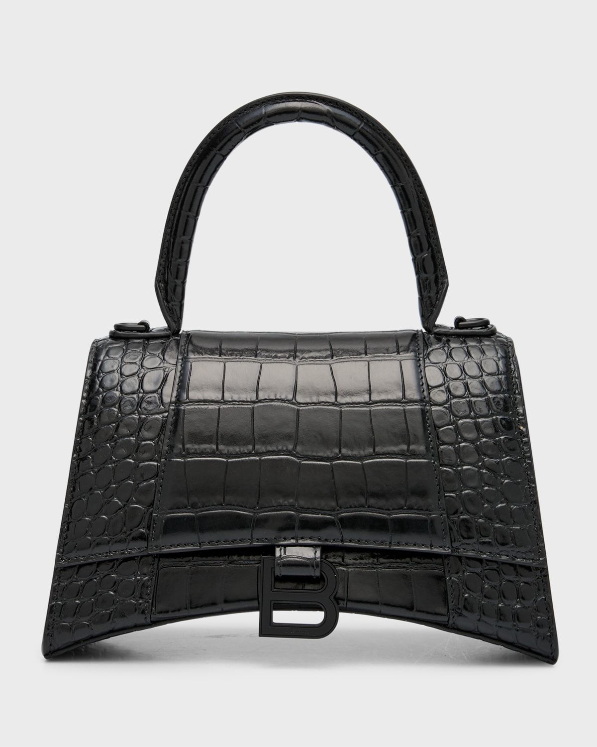 Hourglass Small Croc-Embossed Bag