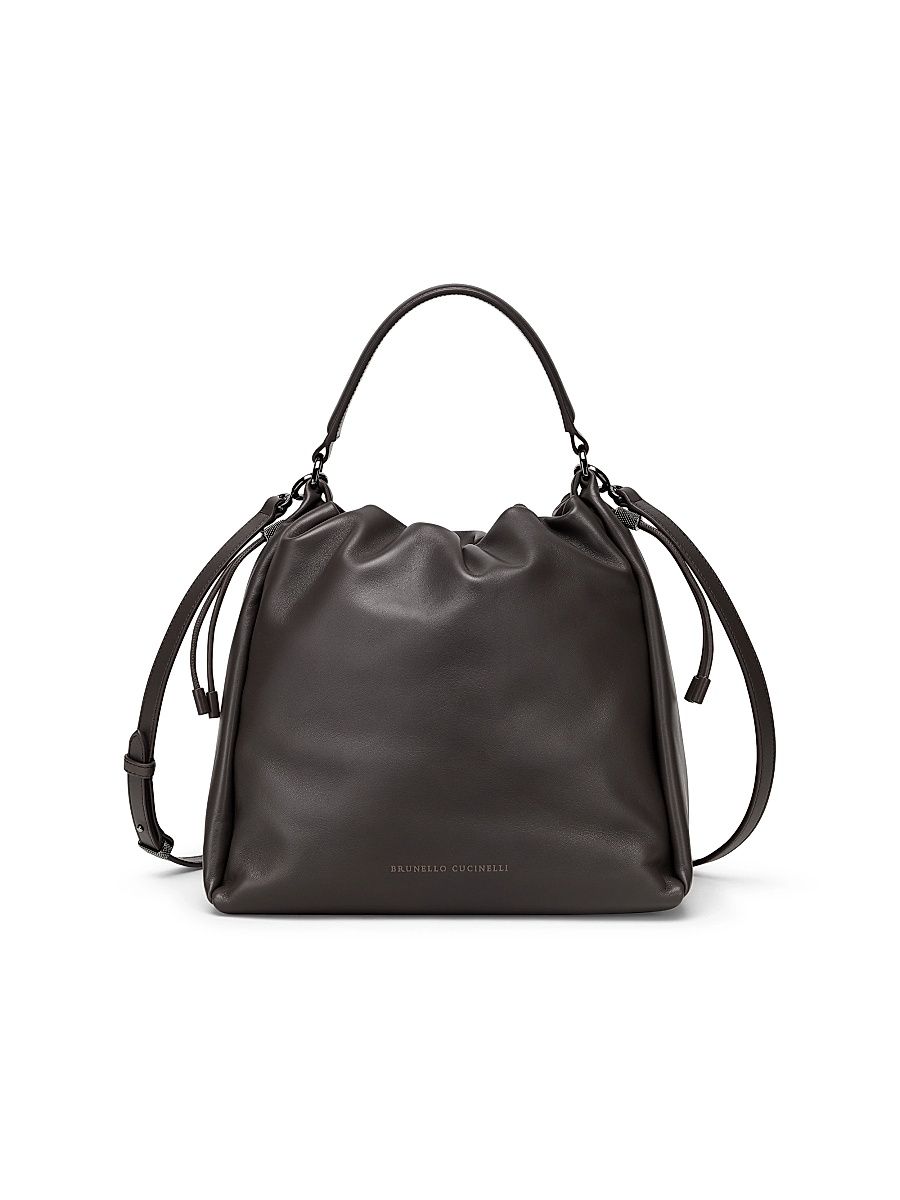 Women's Mellow Bucket Bag in Soft Leather - Brown