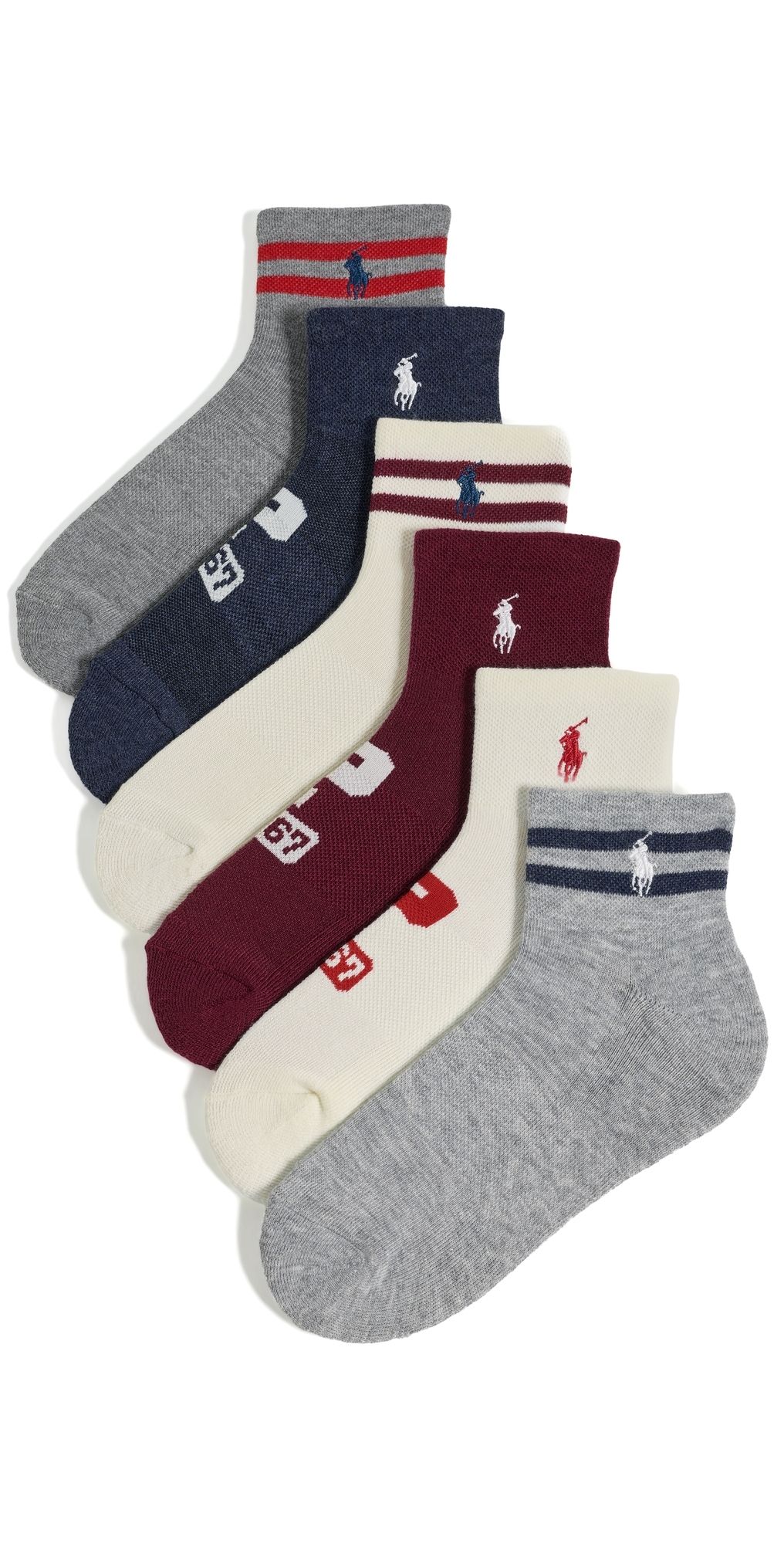 Polo Ralph Lauren Varsity P Logo Socks 6-Pack Ivory One Size
