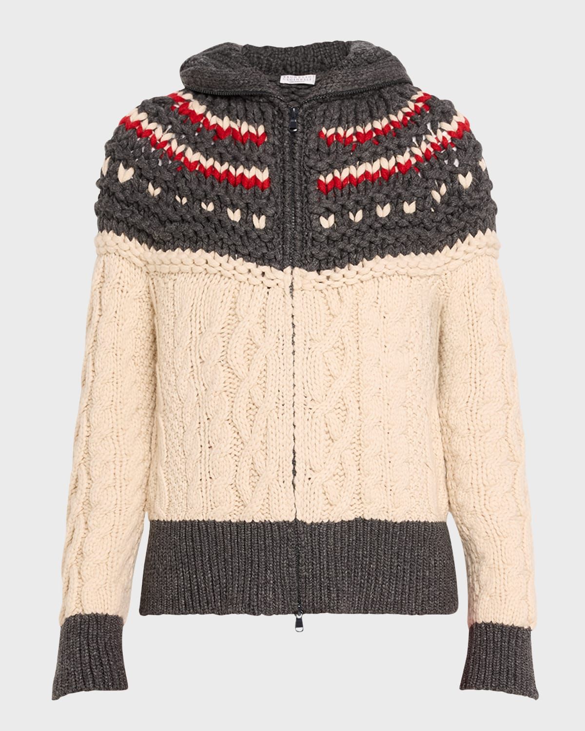 High Mountain Fairisle Cashmere Zip-Up Cardigan
