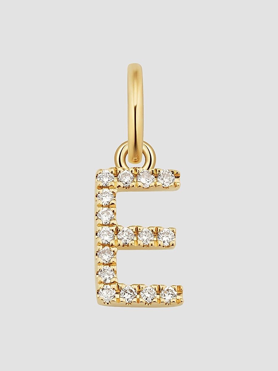 Oradina Women's 14K Yellow Gold My Letter Diamond Initial Pendant Charm - Initial E