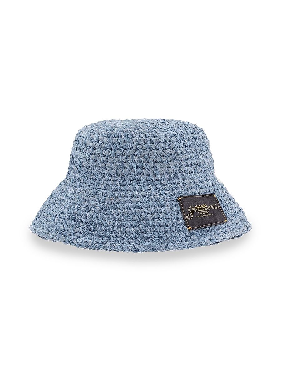 Women's Denim Hand-Knit Bucket Hat - Light Indigo