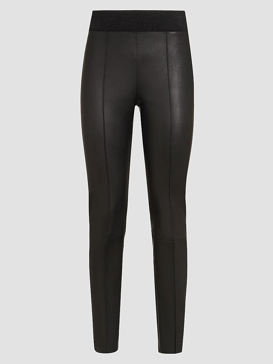 Women's Stretch Nappa Leather Leggings - Black - Size 4