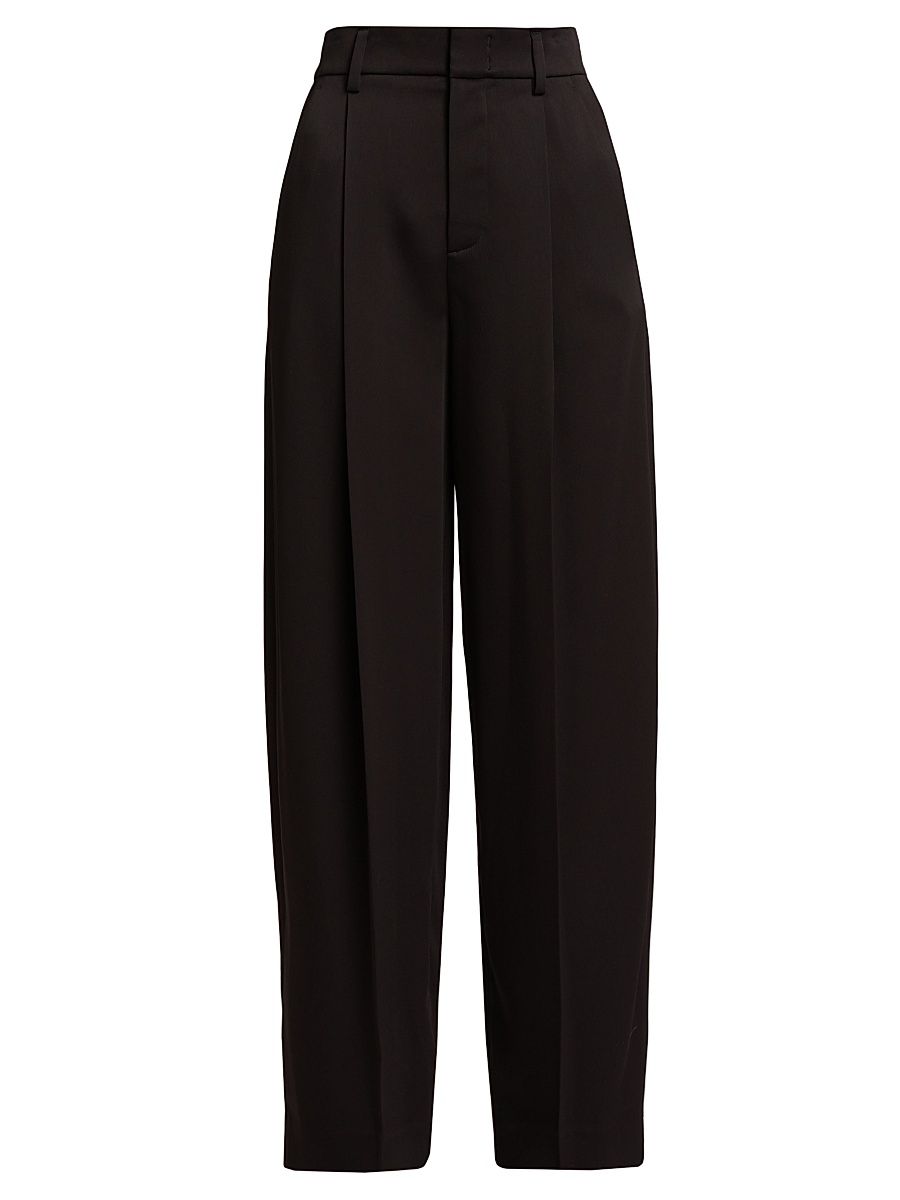 Women's Satin Wide-Leg Trousers - Black - Size 16