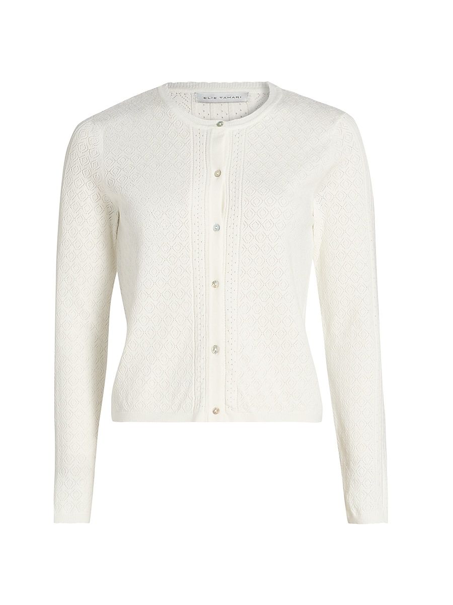 Women's The Steele Pointelle Cardigan - Ivory - Size XL