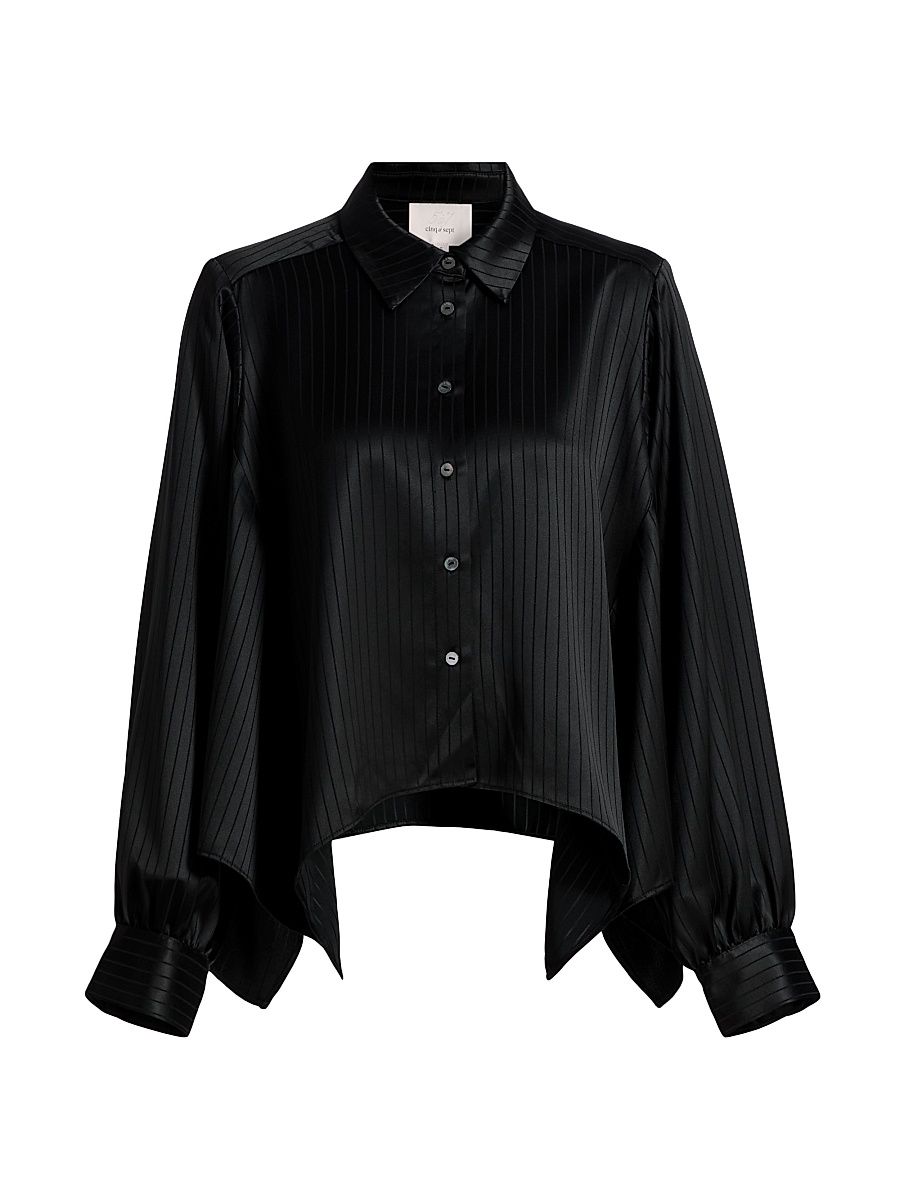 Women's Georgia Gasira Stripe Satin Top - Black - Size Medium