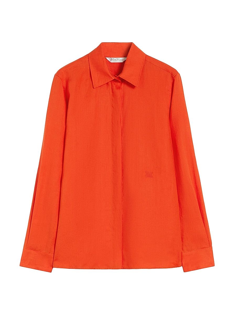 Women's Linen Canvas Shirt - Coral - Size 16