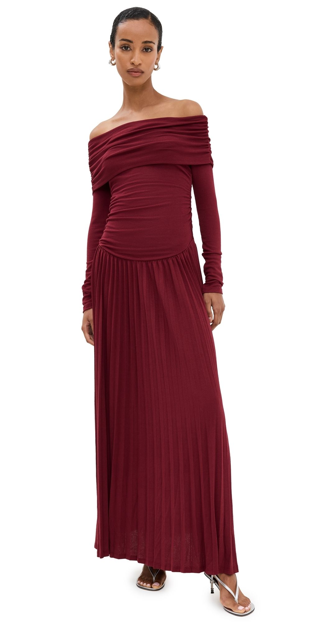 Lioness Field of Dreams Long Sleeve Maxi Dress Burgundy M