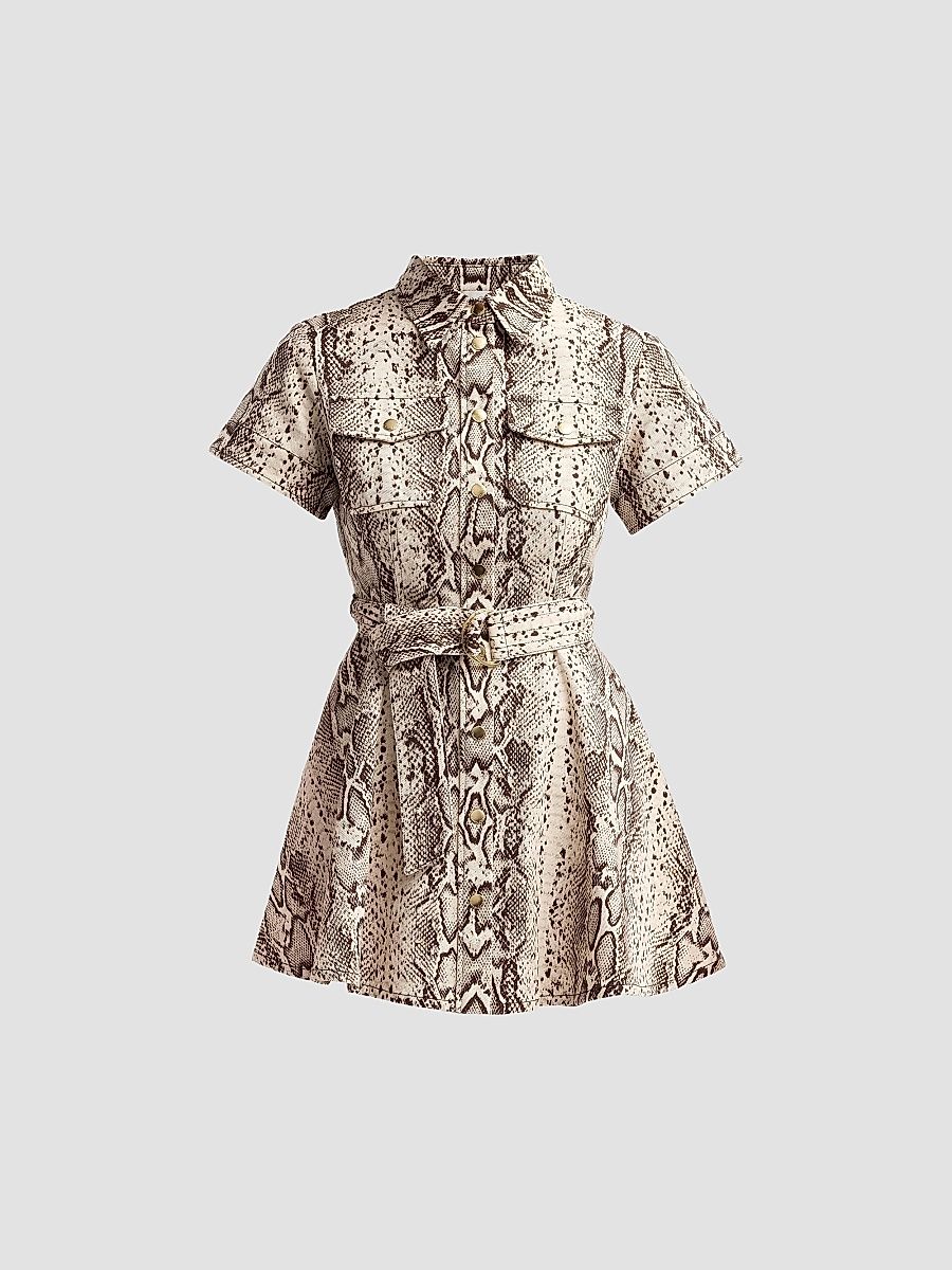 Women's Walter Snakeskin-Printed Cotton Canvas Mini Dress - Classic Snake Grey - Size 12
