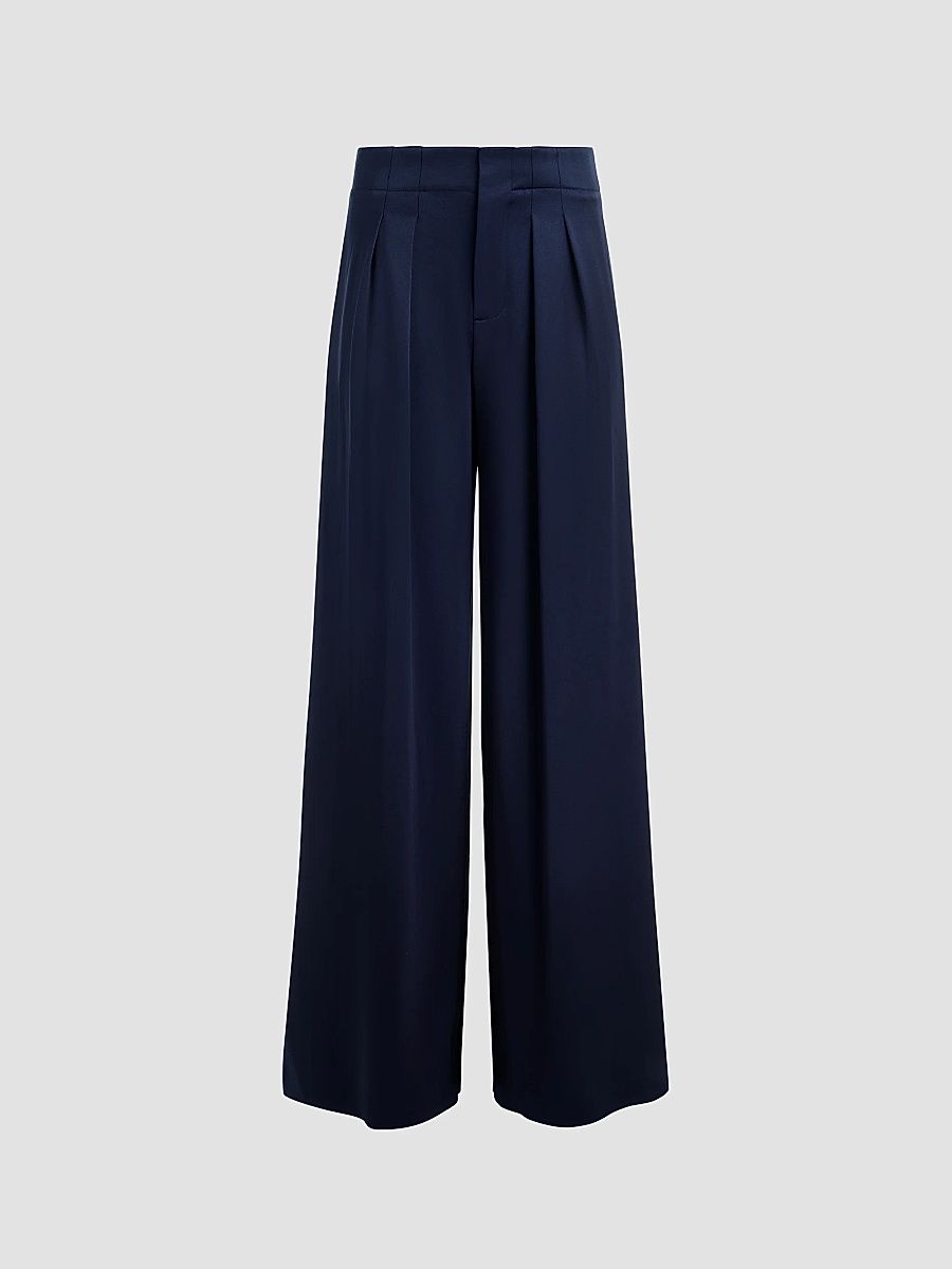 ALICE + OLIVIA Women's Eloise Pleated-Front Wide-Leg Pants - Midnight Blue - Size 14