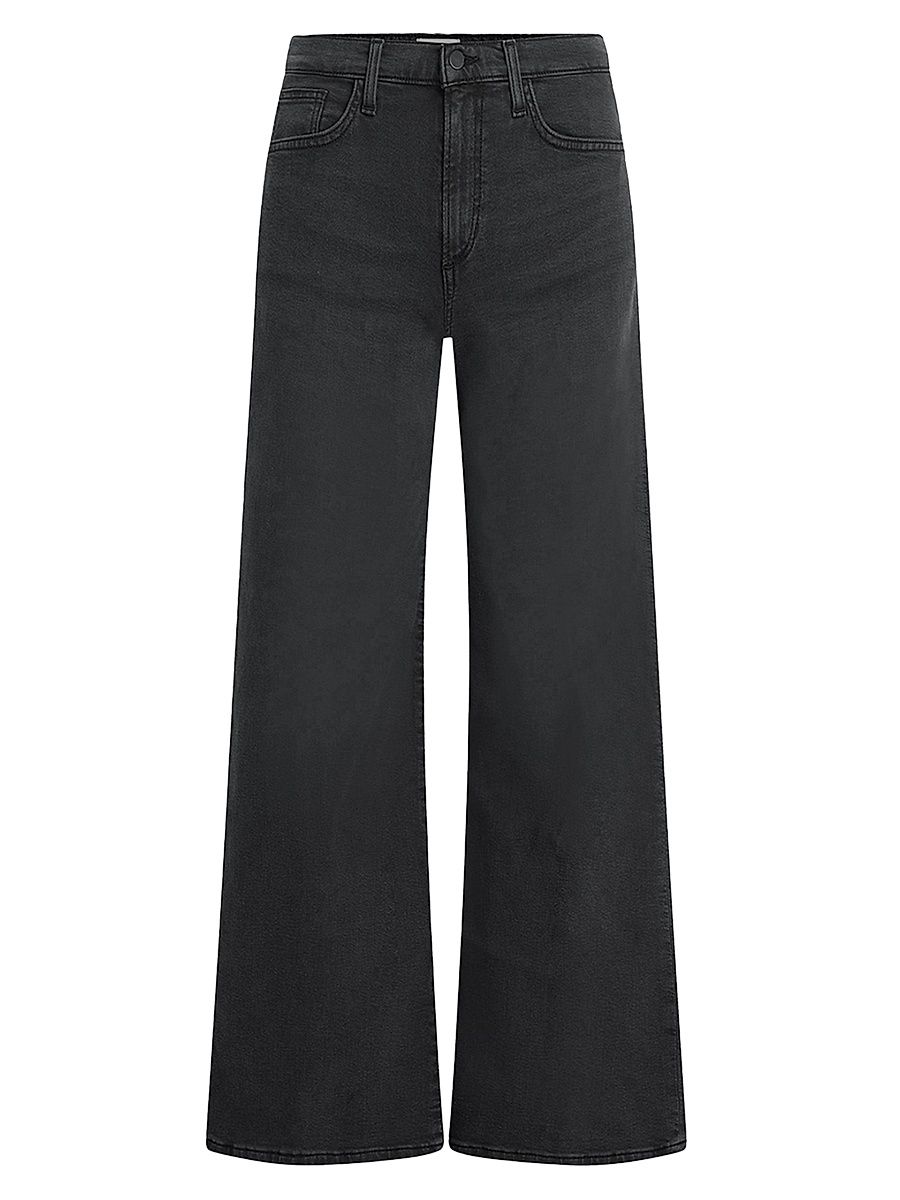 Women's The Lou Lou Mid-Rise Stretch Wide-Leg Jeans - Black - Size 32