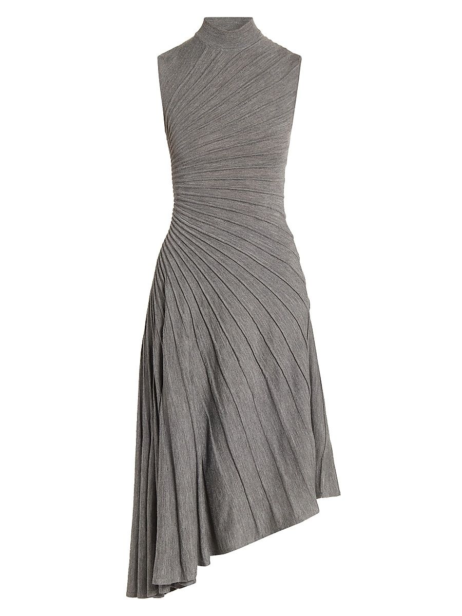 Women's Ray Sleeveless Wool A-Line Midi-Dress - Gris Chine - Size 4
