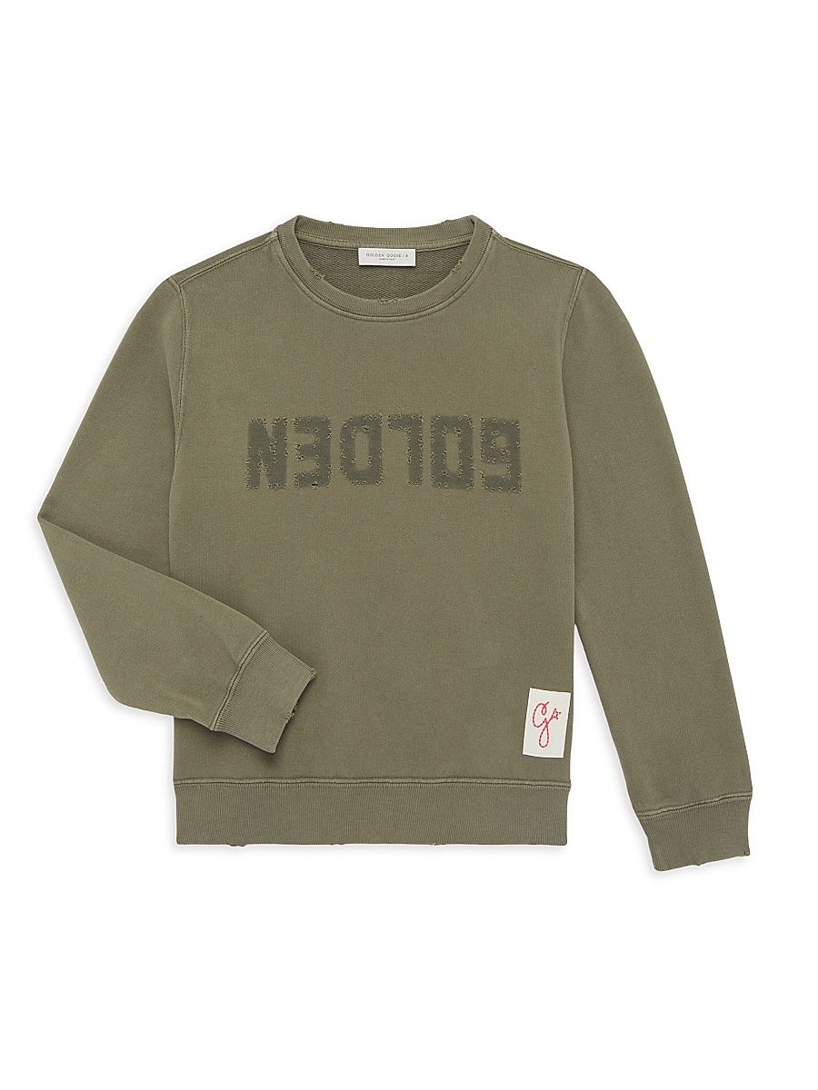 Little Boy's & Boy's Distressed Crewneck Sweatshirt - Dusty Olive - Size 6