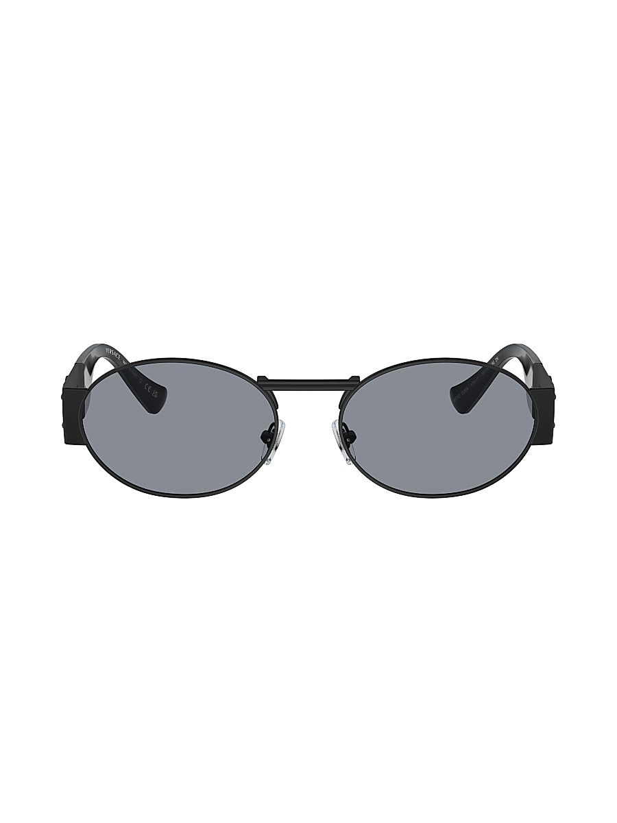 Men's 56MM Oval Sunglasses - Matte Black Grey
