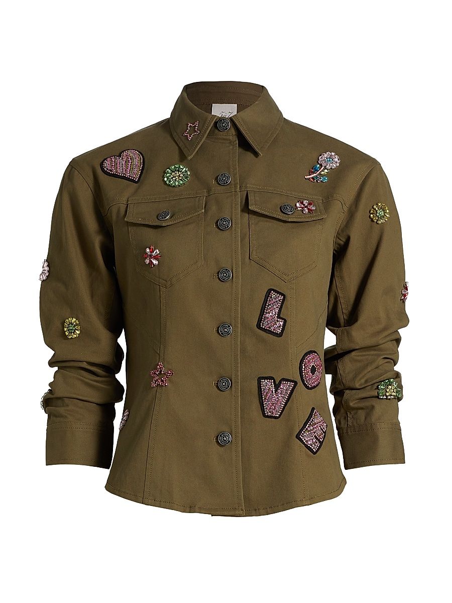 Women's Ditsy Love Scrunched-Sleeve Canyon Jacket - Dark Olive Multi - Size 6