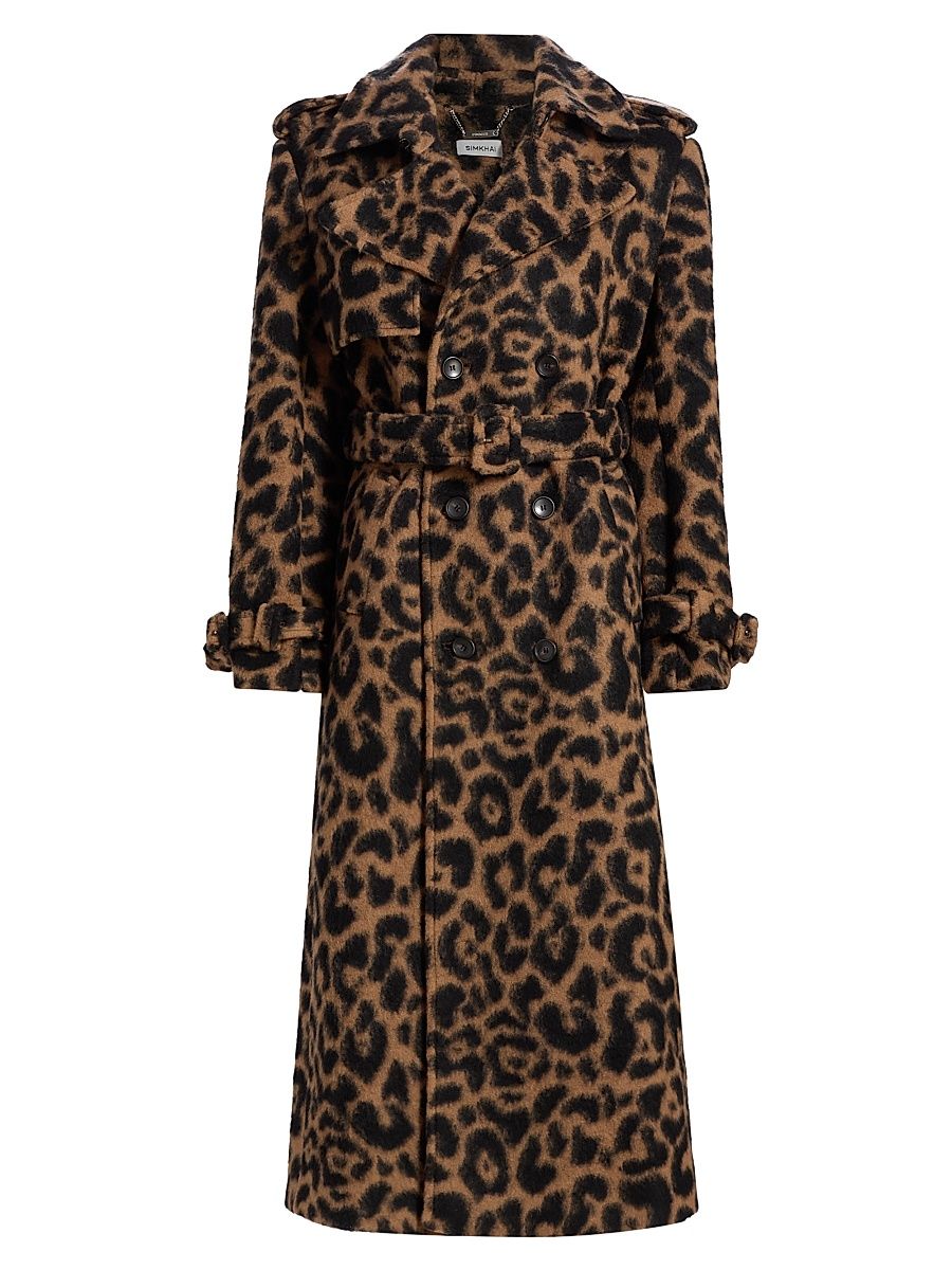Women's Rumi Leopard-Print Long Coat - Leopard - Size XS