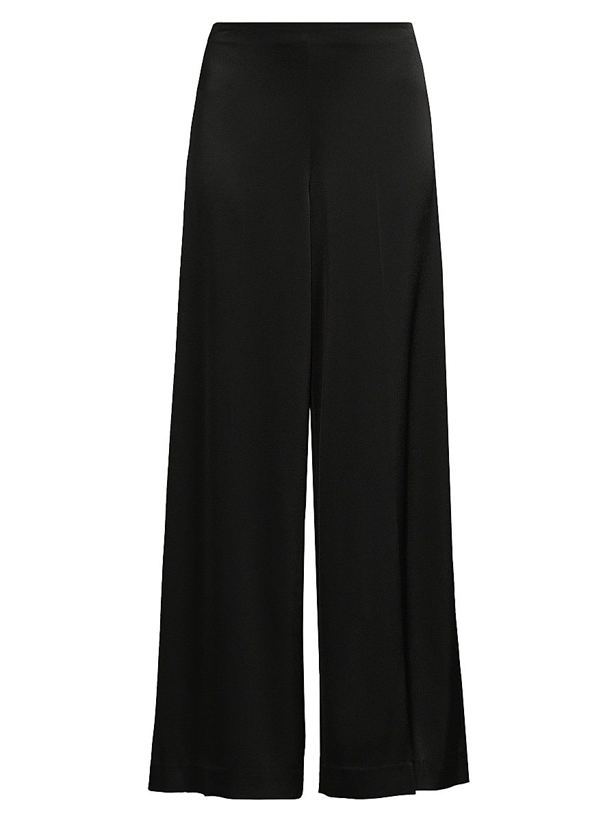 Women's Kai Satin Wide-Leg Pants - Black - Size XXL