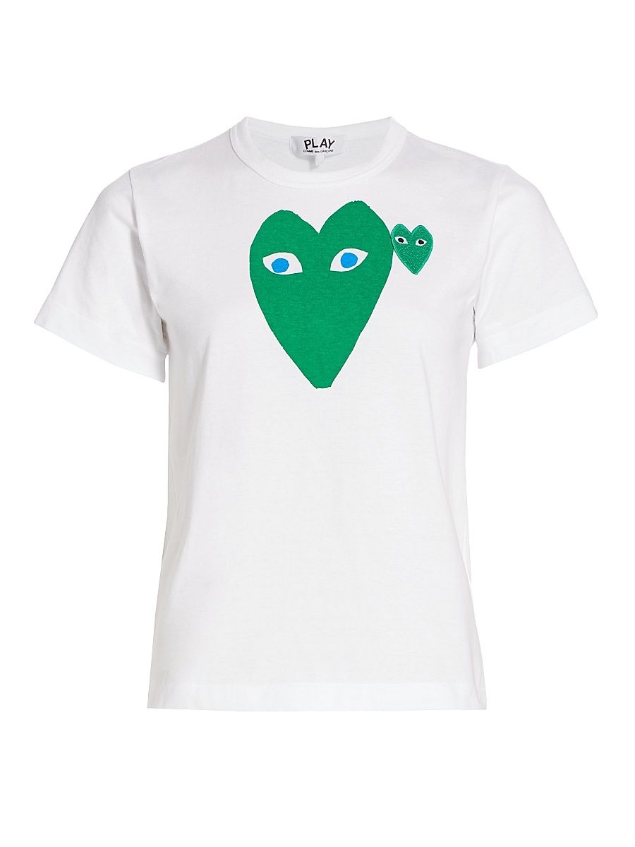 Women's Double Heart T-Shirt - White - Size XS