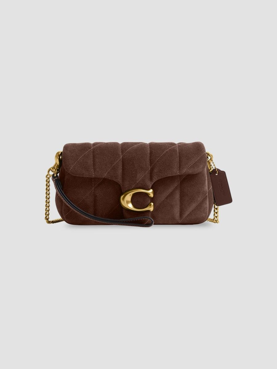 COACH Women's Tabby Quilted Suede Chain Crossbody Bag 19 - Dark Chocolate