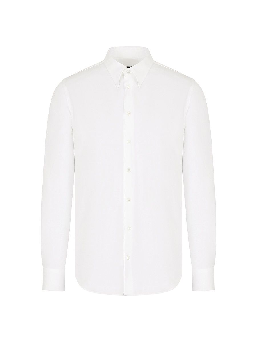 Men's Cotton Jersey Shirt - Bianco - Size 17.5