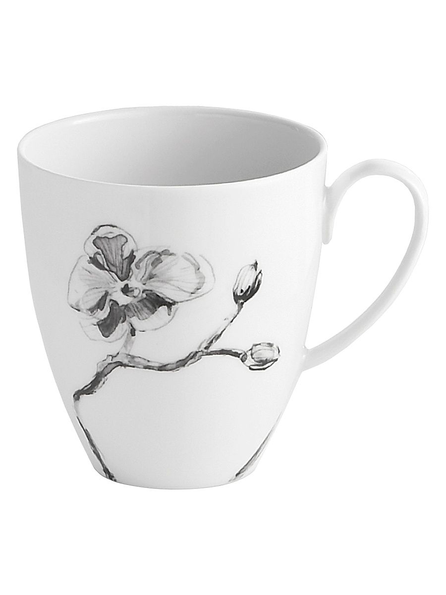 Black Orchid Porcelain Mug