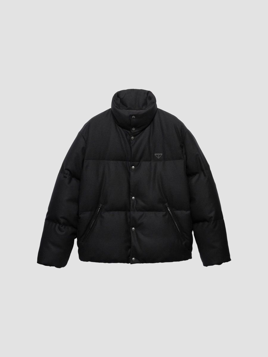 Prada Men's Medium-Weight Re-Wool Down Jacket - Black - Size XXL