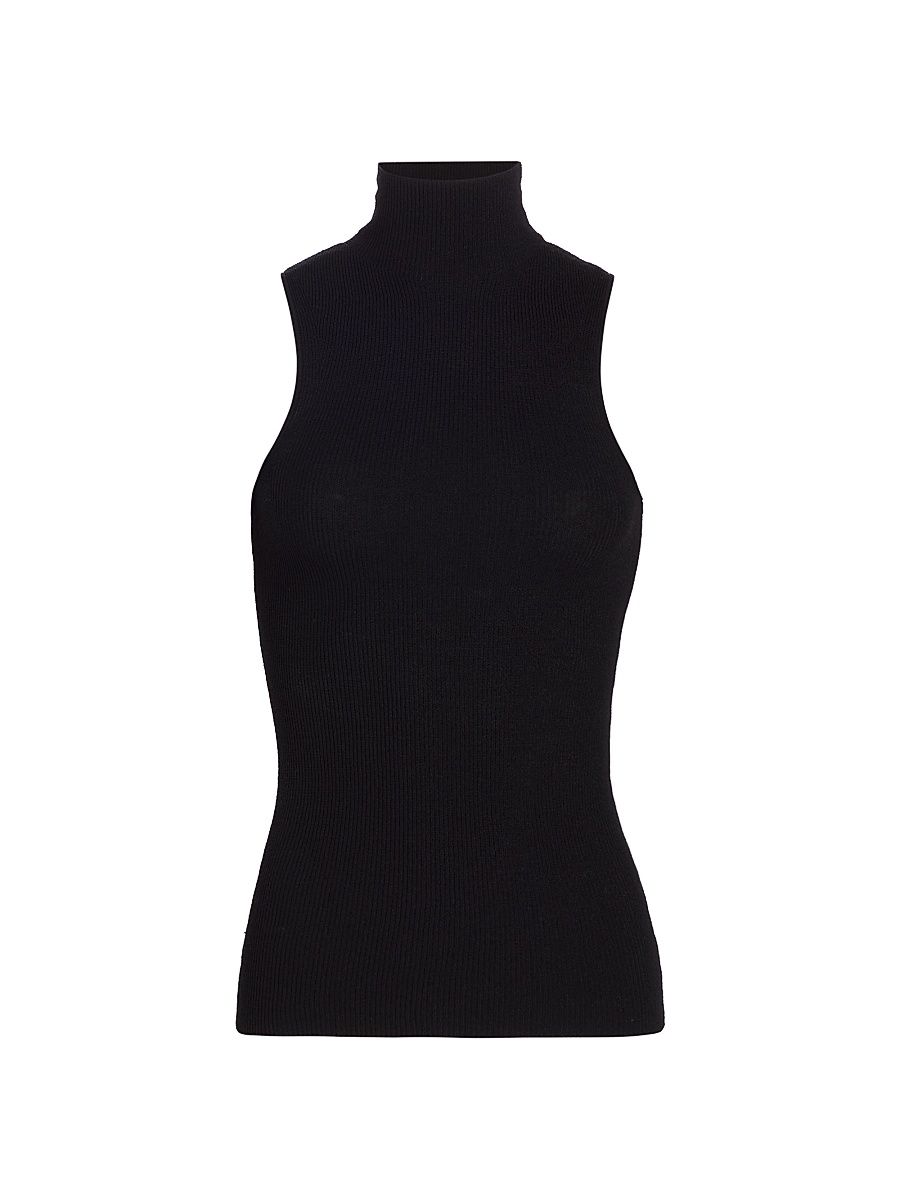 Women's Sleeveless Matte Knit Top - Black - Size Large
