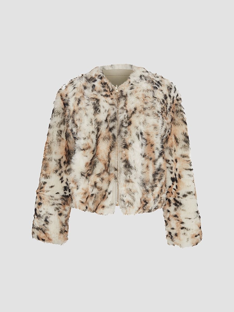 Gorski Women's Reversible Toscana Shearling Lamb Collarless Jacket - Lyn Print - Size Large