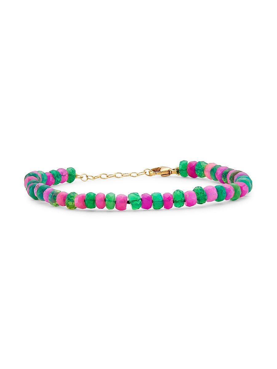 Women's Soleil 14K Yellow Gold & Opal Beaded Bracelet - Green Fuschia