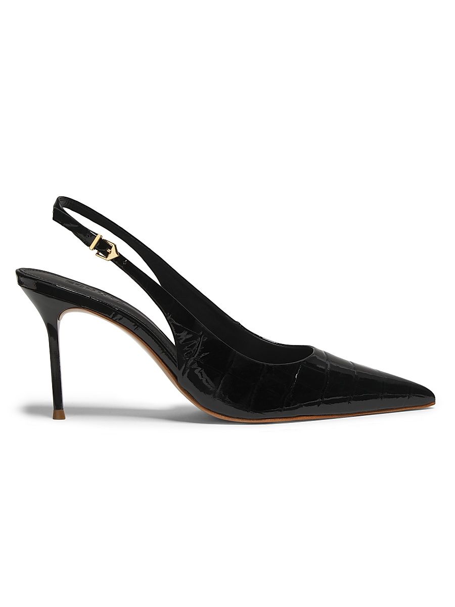 Women's Paola 100MM Croc-Embossed Pumps - Black - Size 11