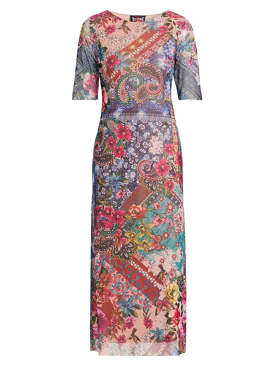 Women's Astrid Evie Printed Mesh Midi-Dress - Evie - Size XXL