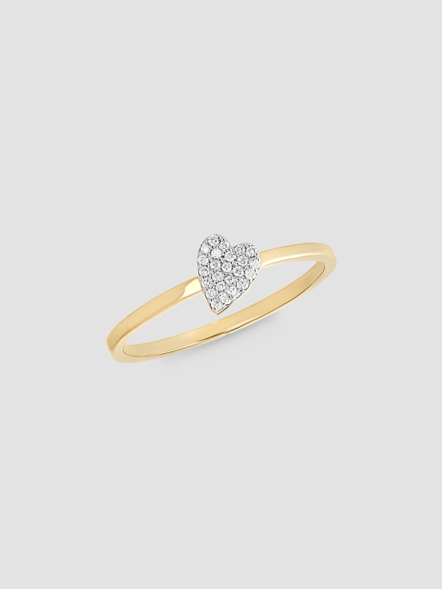Lana Women's 14K Yellow Gold & 0.07 TCW Diamond Stackable Heart Ring - Yellow Gold - Size 6
