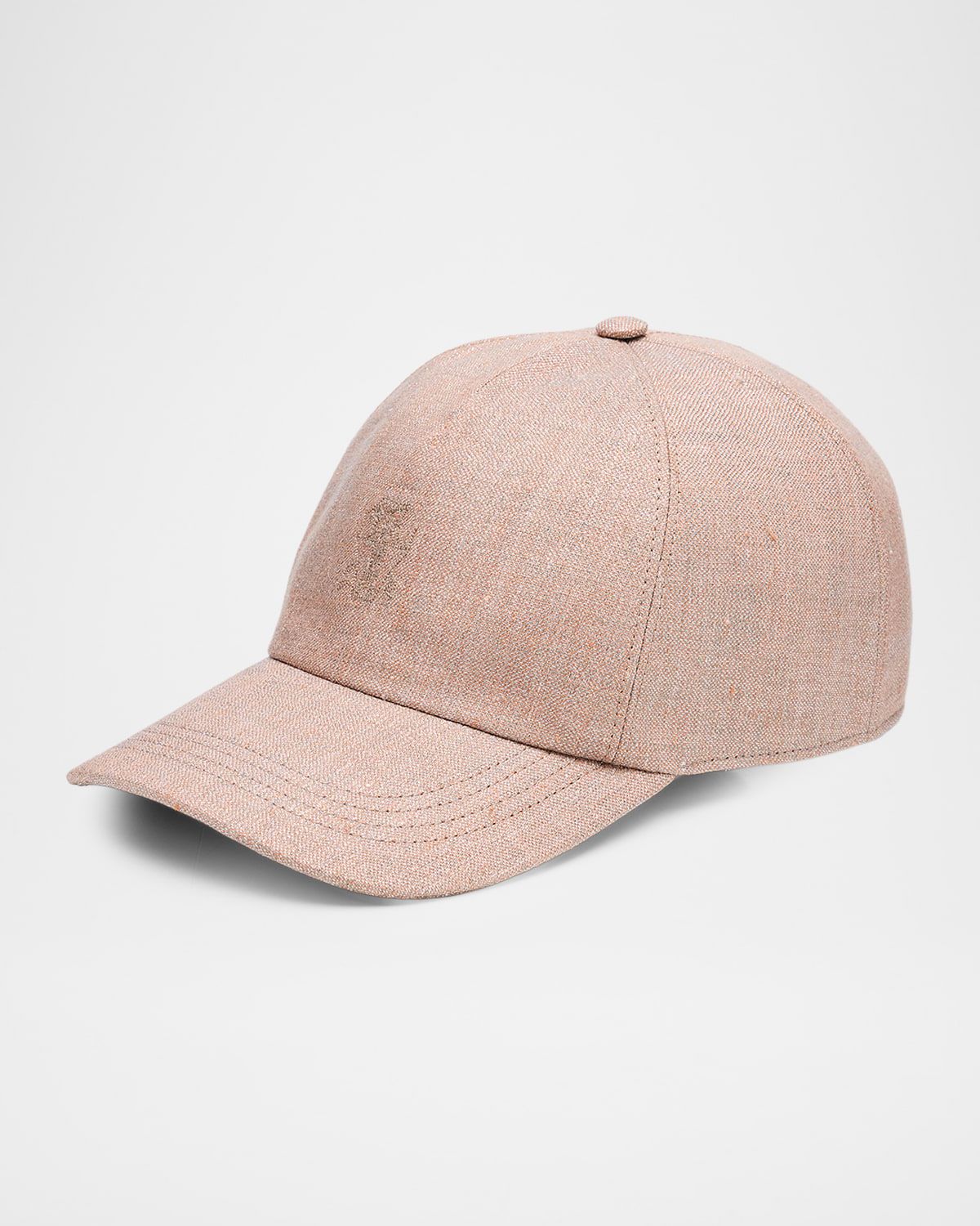 Linen Lurex Embroidered Logo Baseball Cap